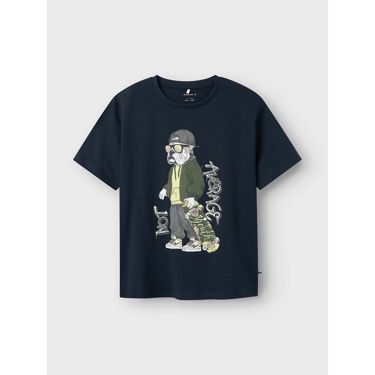 Name it T-shirt met korte mouwen, hond op skateboard