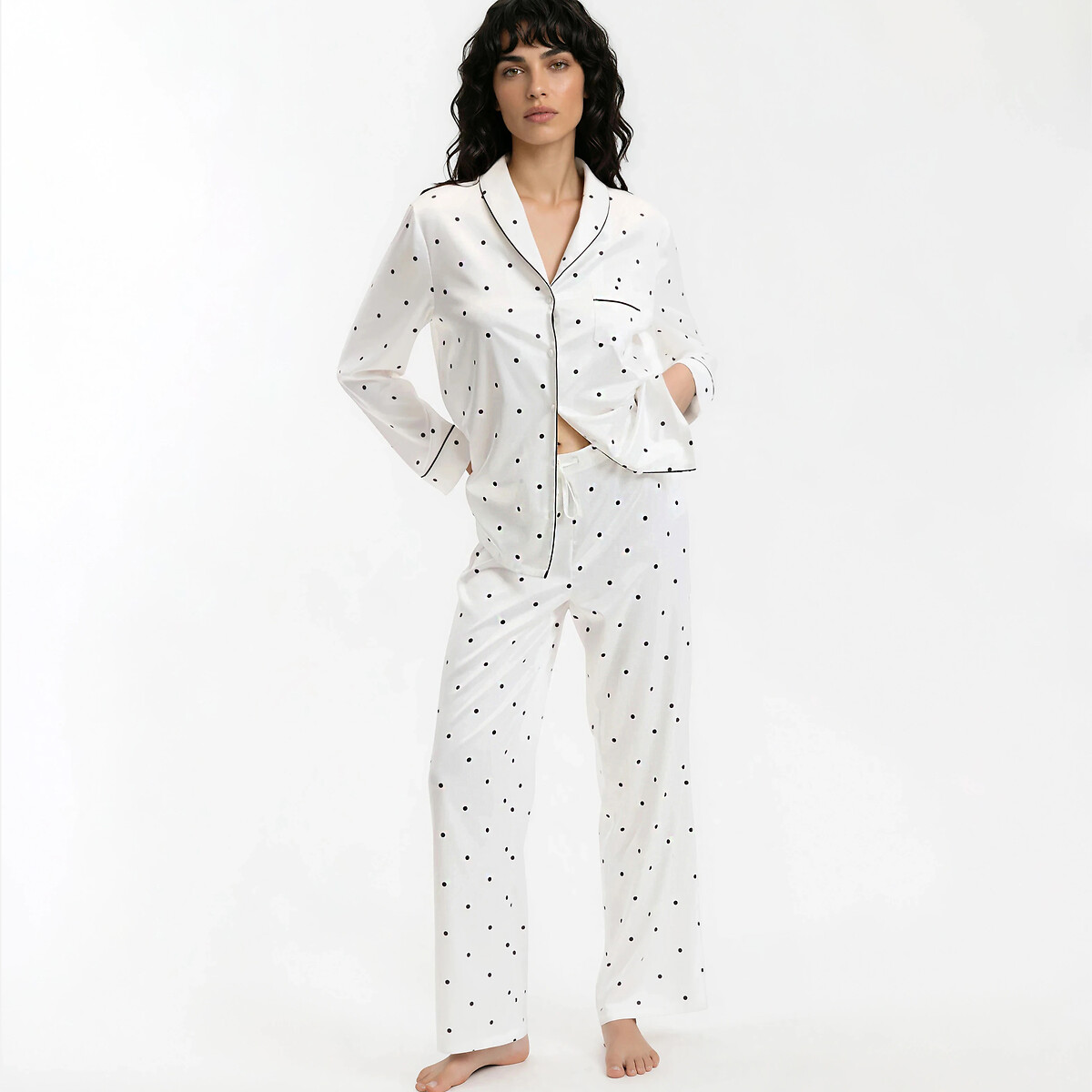 Pyjama en satin, imprimé pois