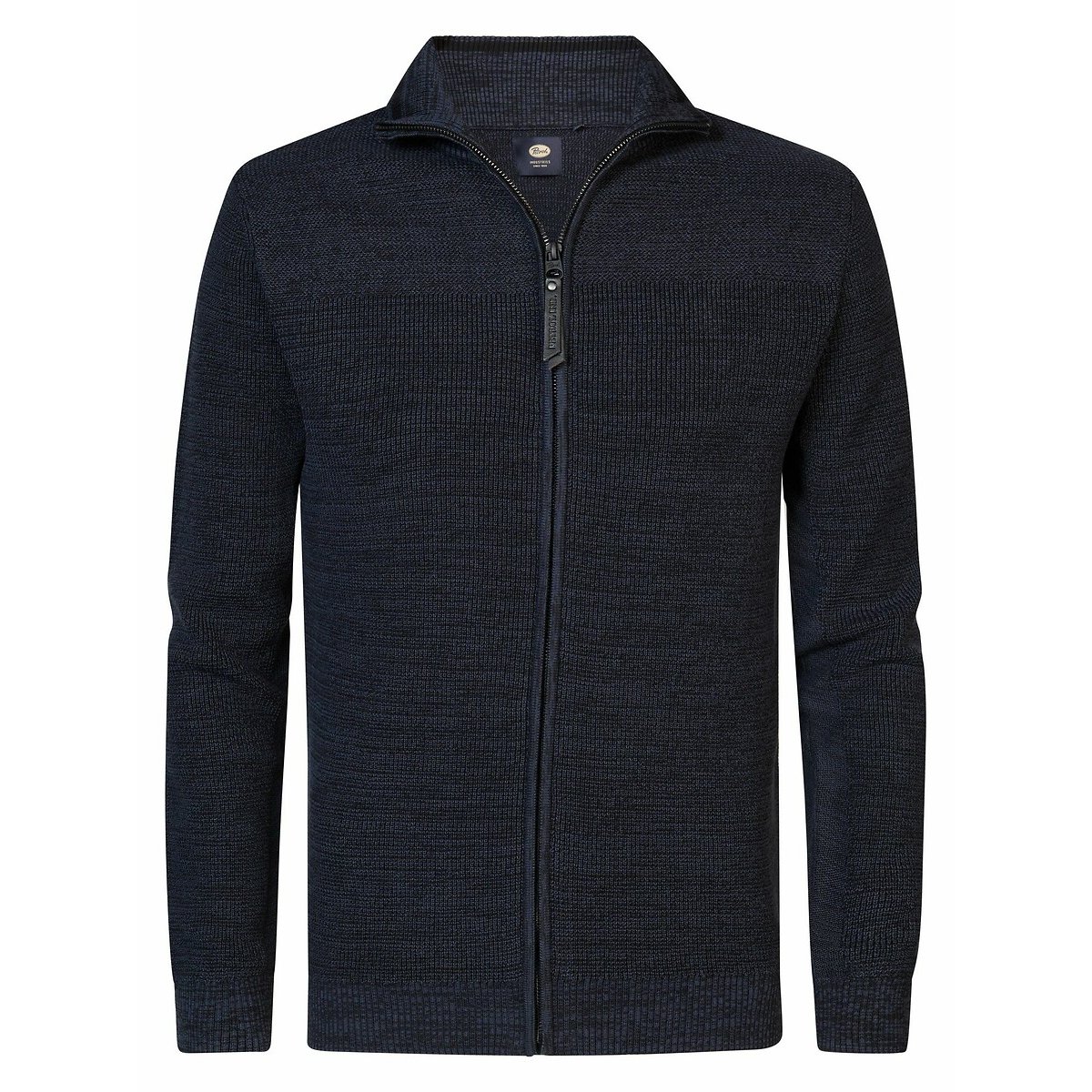 Cotton Zipped Cardigan with High Neck