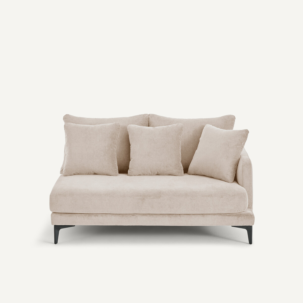 EMMANUEL GALLINA X AM.PM Halve bank in stone-kleurig fluweel, 2-zit, MODERNISTE