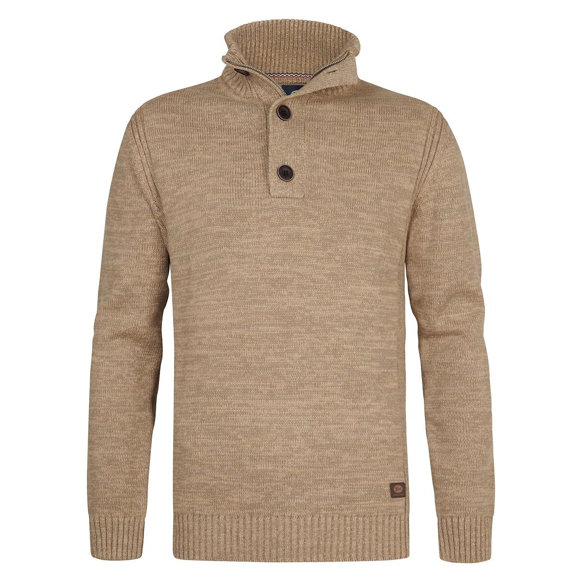Petrol Industries Cotton Mix Buttoned Jumper With High Neck
