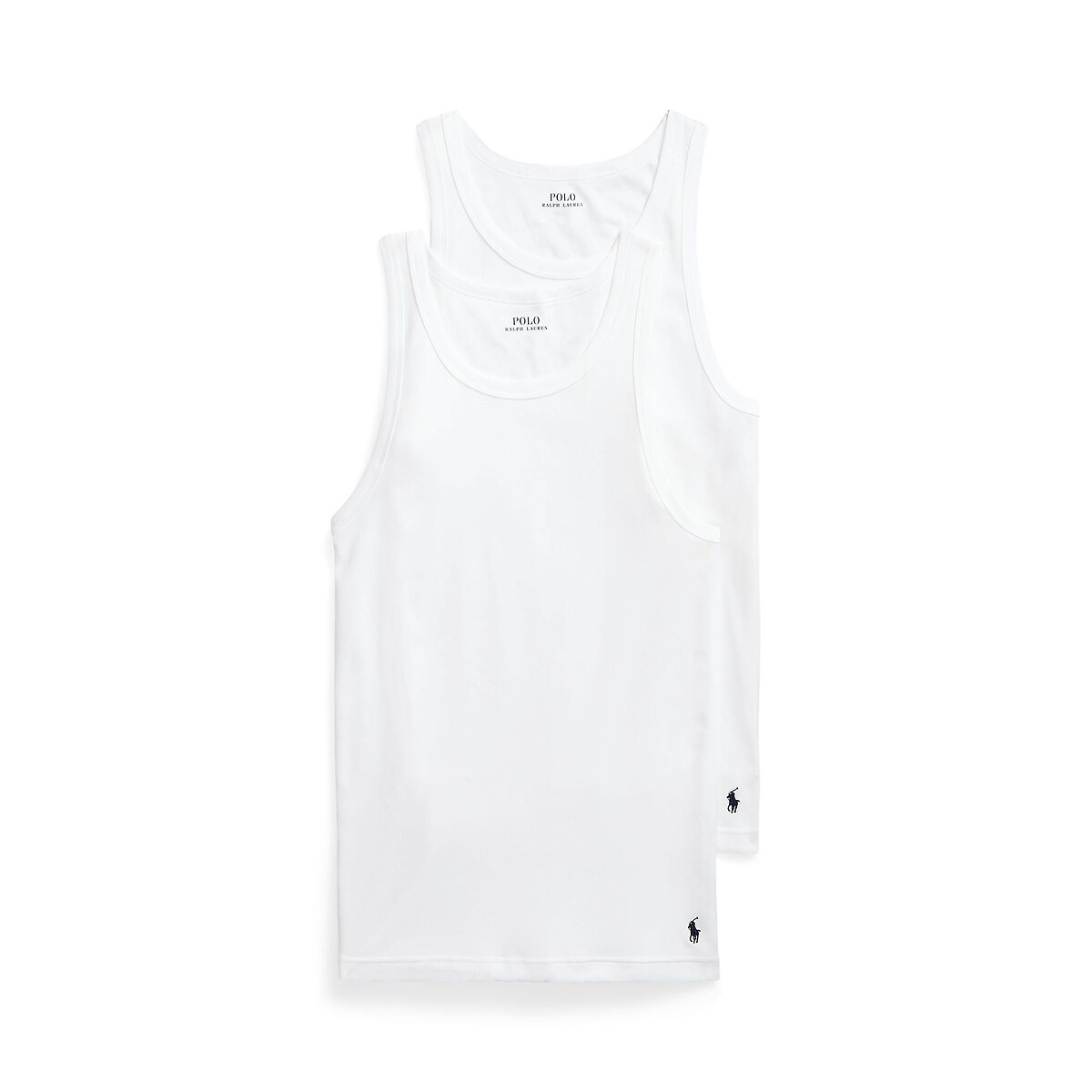 Polo Ralph Lauren Lote de 2 camisetas de tirantes clásicas. Talla L. Color Blanco