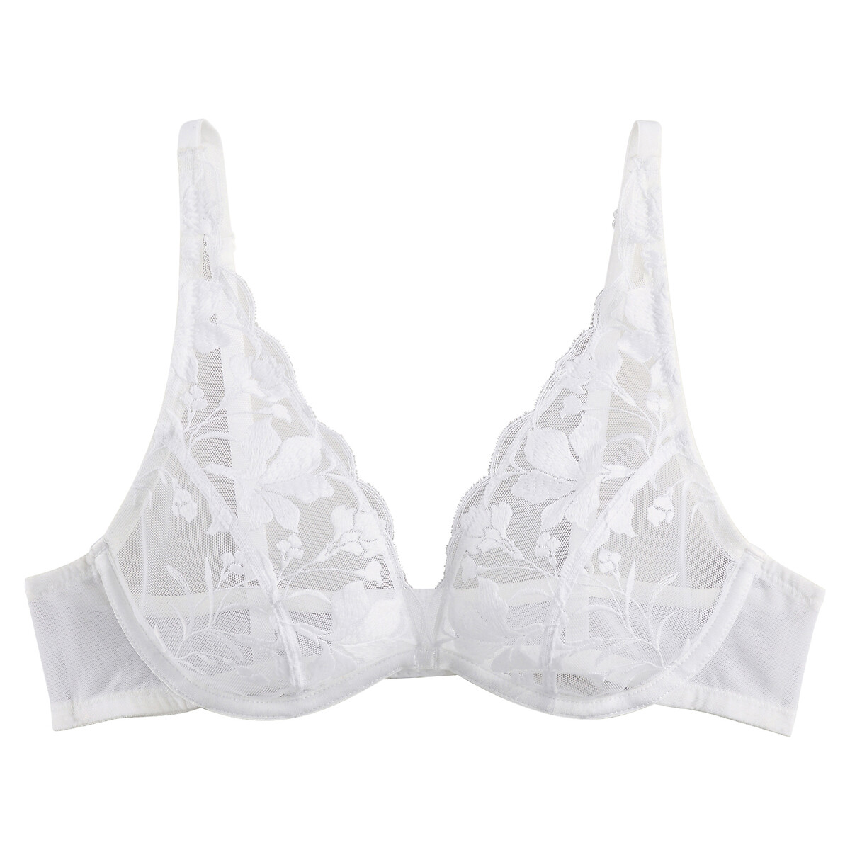 La Redoute Collections Jaiya Halterneck Bra In Embroidered Tulle Women's White 34B