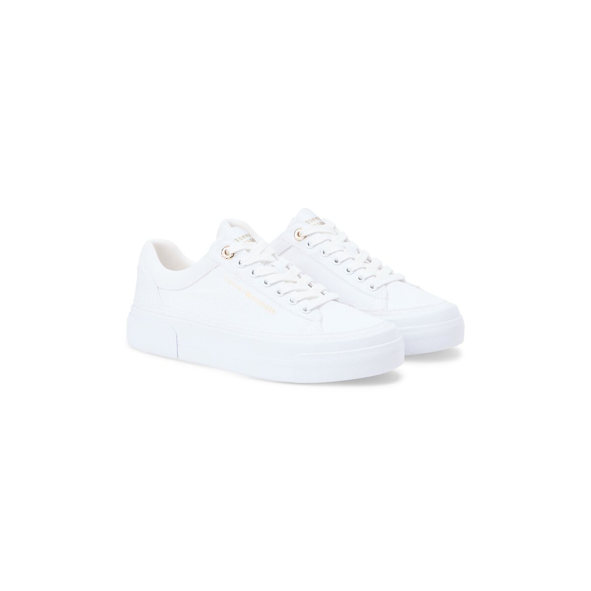 Tommy Hilfiger Canvas Platform Trainers Women's White Size 39