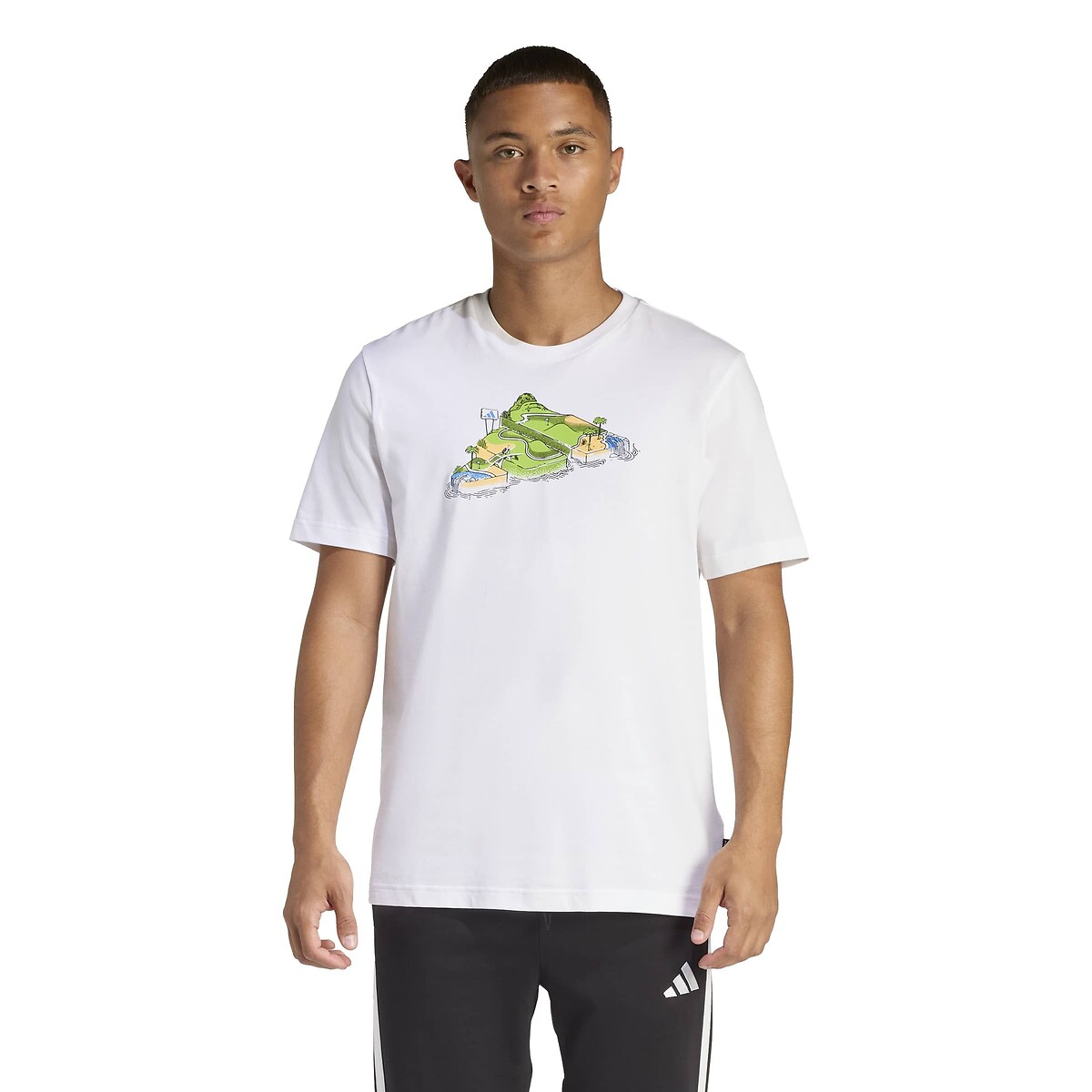 Adidas Sportswear Printed Crew Neck Short Sleeve T-Shirt Men's White Medium