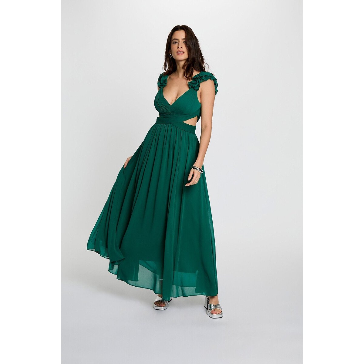 Robe patineuse, longue, sans manches