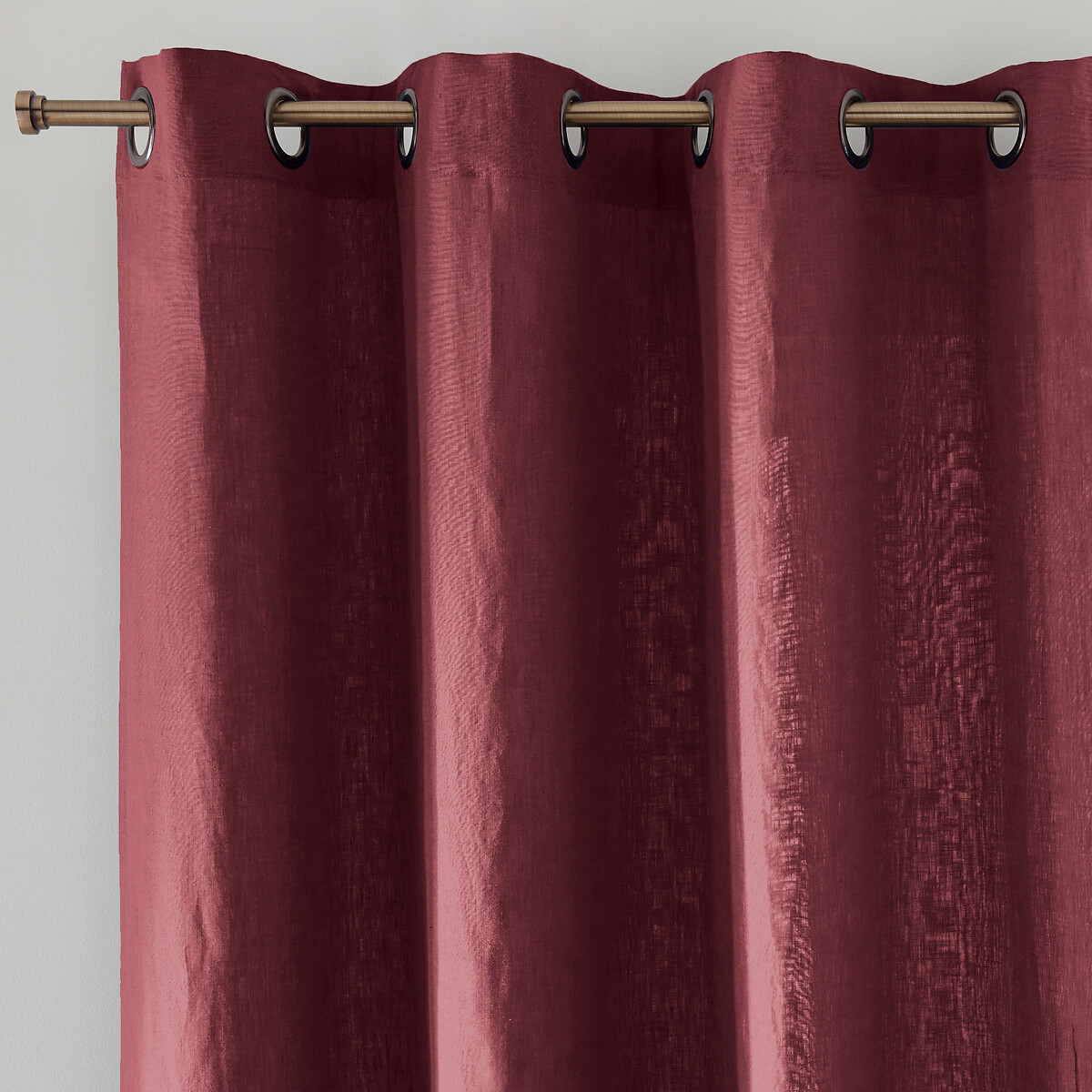 La Redoute Interieurs Onega Washed Linen Curtain With Eyelets Unisex Burgundy Size D260 X W135cm