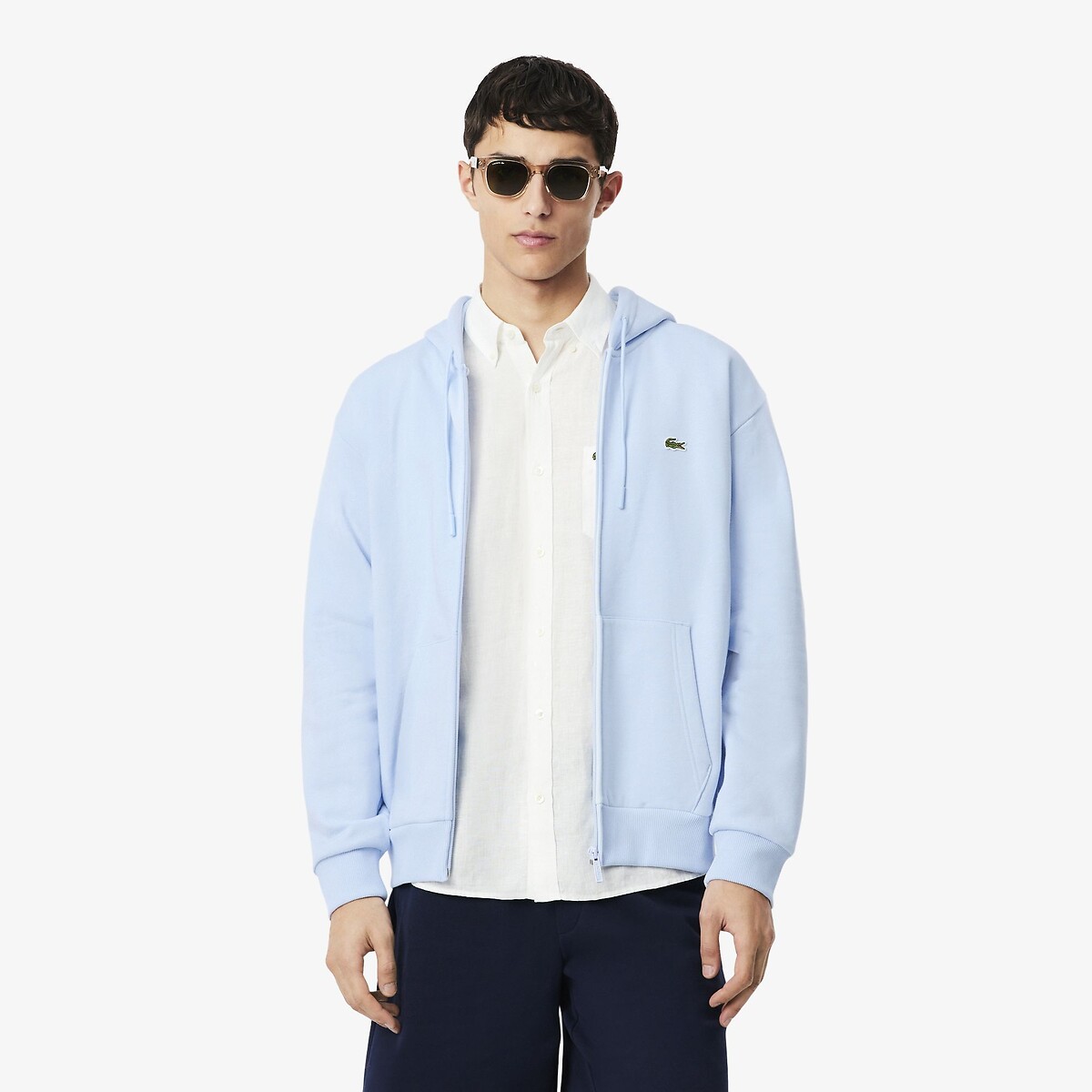 Lacoste Zip-Up Fleece Hoodie Men's Light Blue Extra Large
