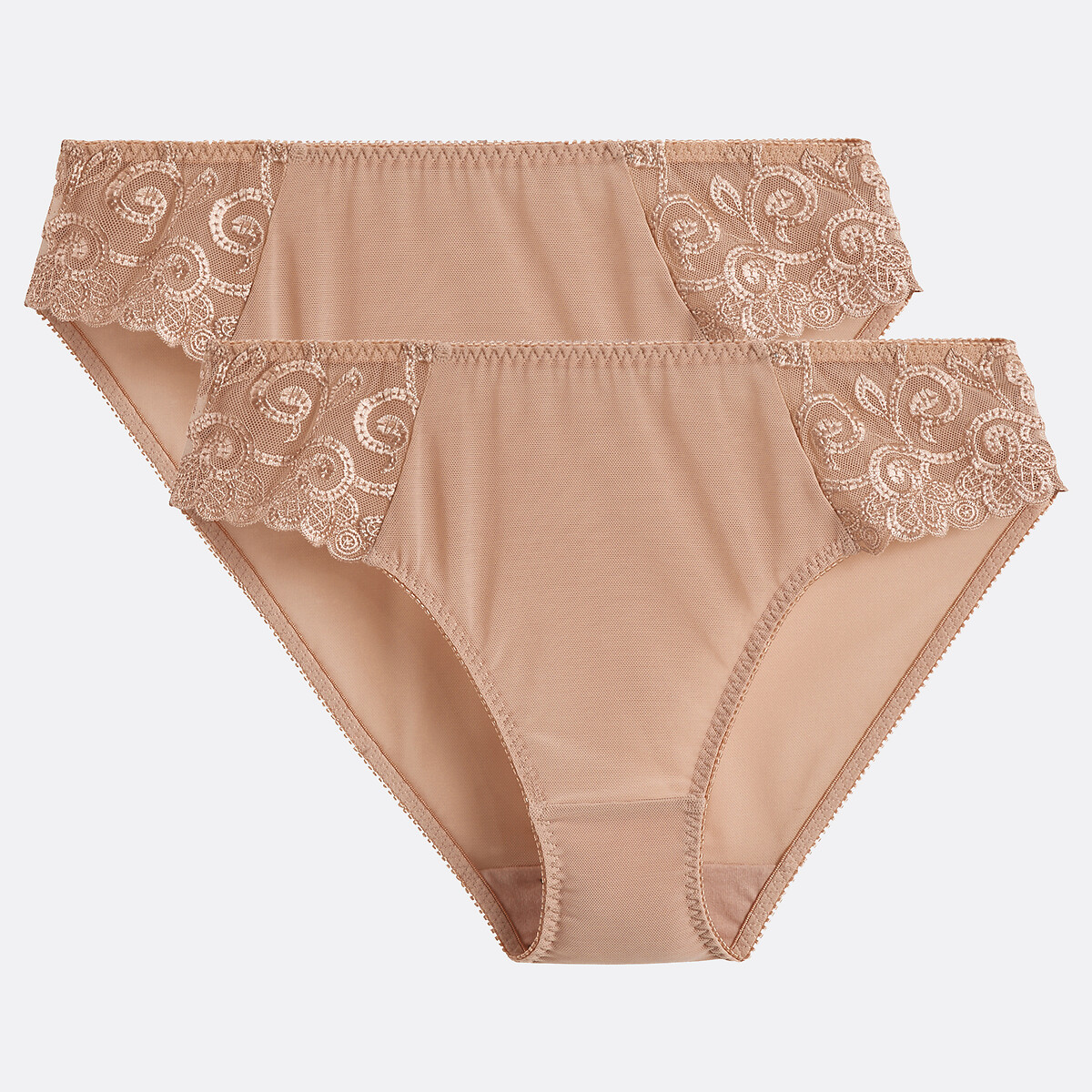 Anne weyburn Pack Of 2 Lyssa Knickers In Plain/Embroidered Tulle