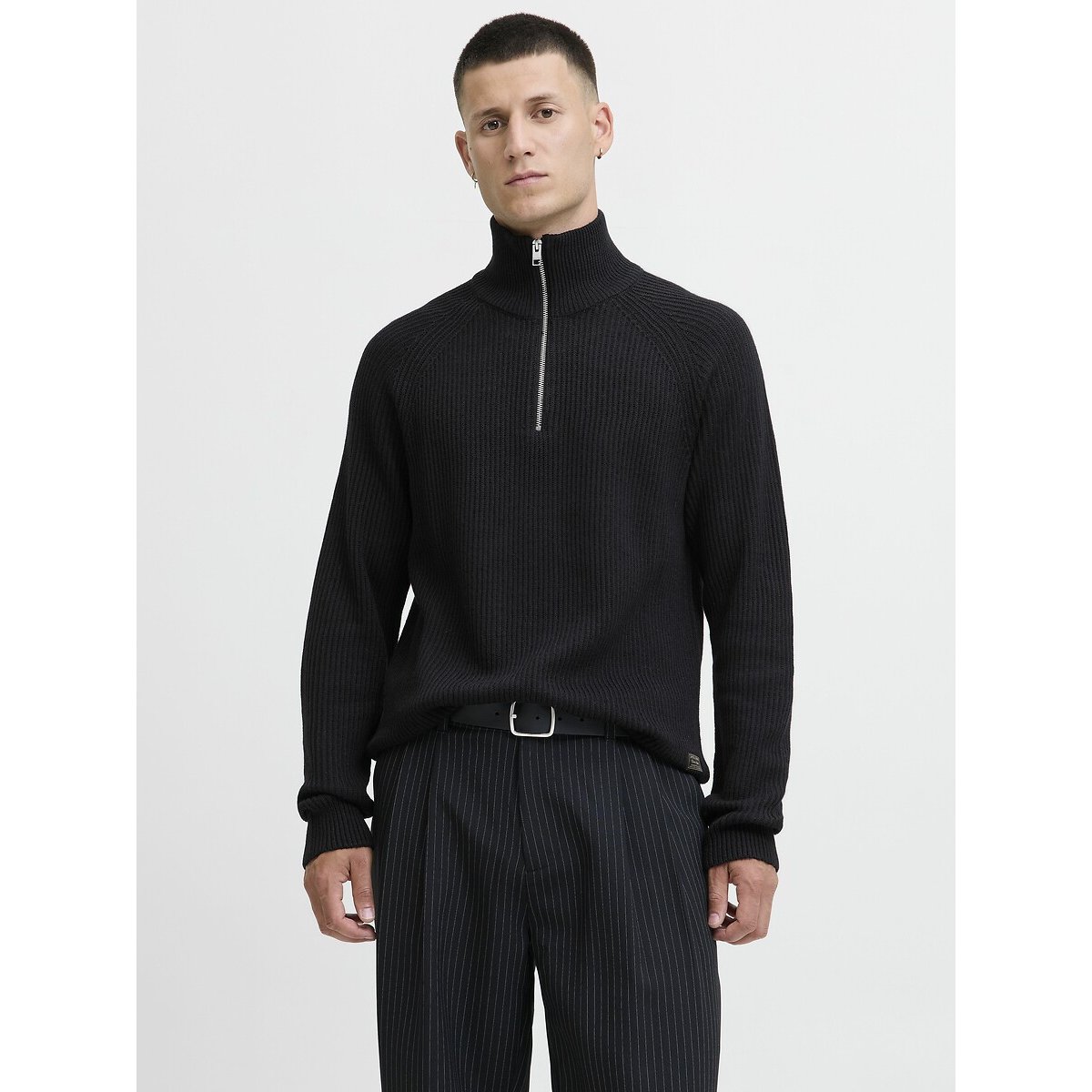 Jack & Jones Trucker Jumper With Half Zip Men's Black Xxl