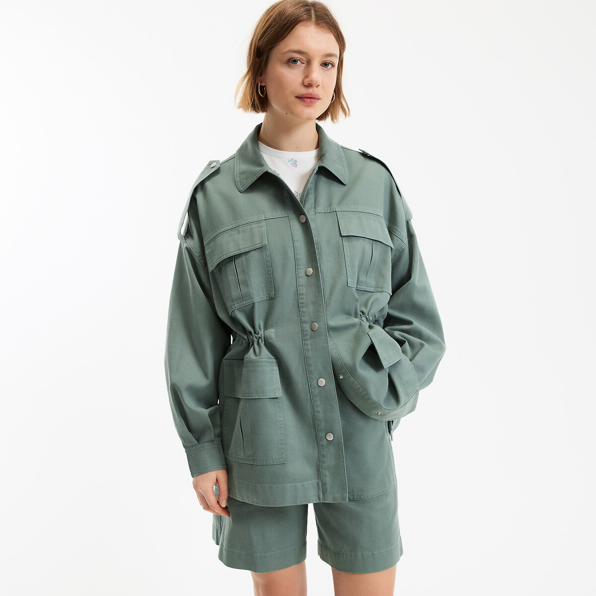 Veste saharienne ample en lyocell et coton