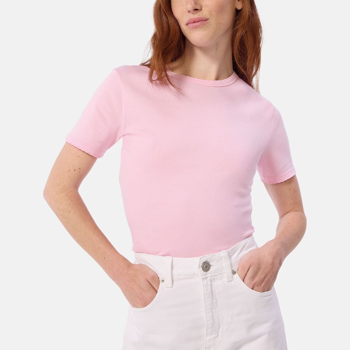 Petit Bateau T-Shirt With Short Sleeves And Crew Neck Women's Light Pink Extra Large