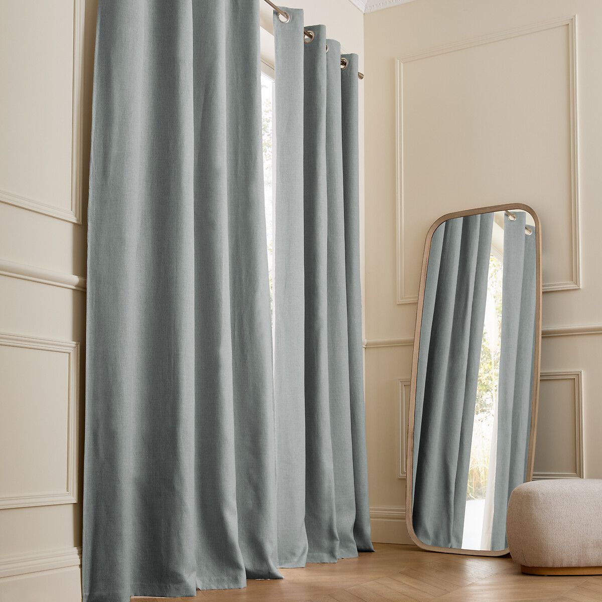 Am.pm Private Washed Linen Curtain With Eyelet Header Unisex Rosmary Size W140 X D220cm