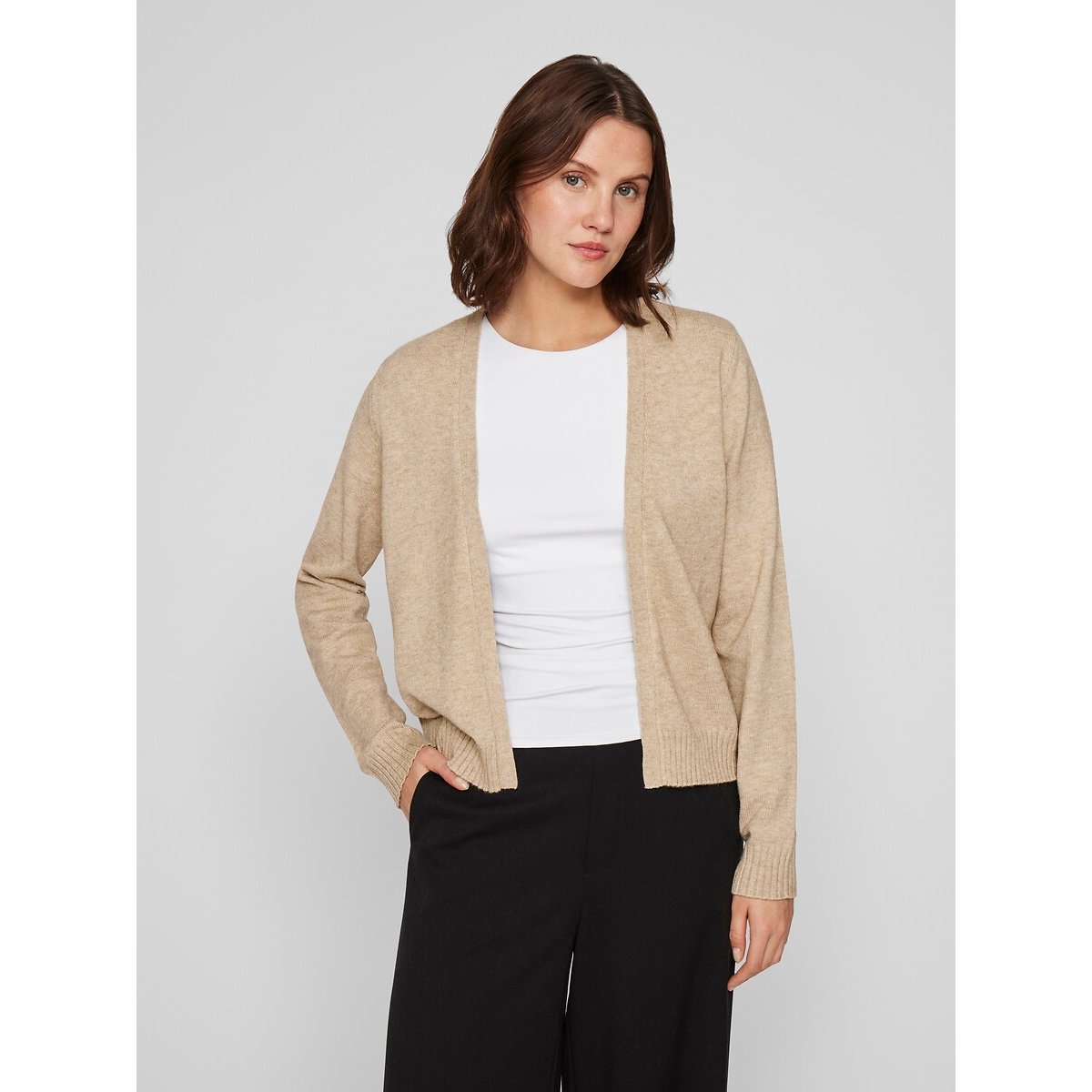 Vila Cropped Open Cardigan Women's Natural Small