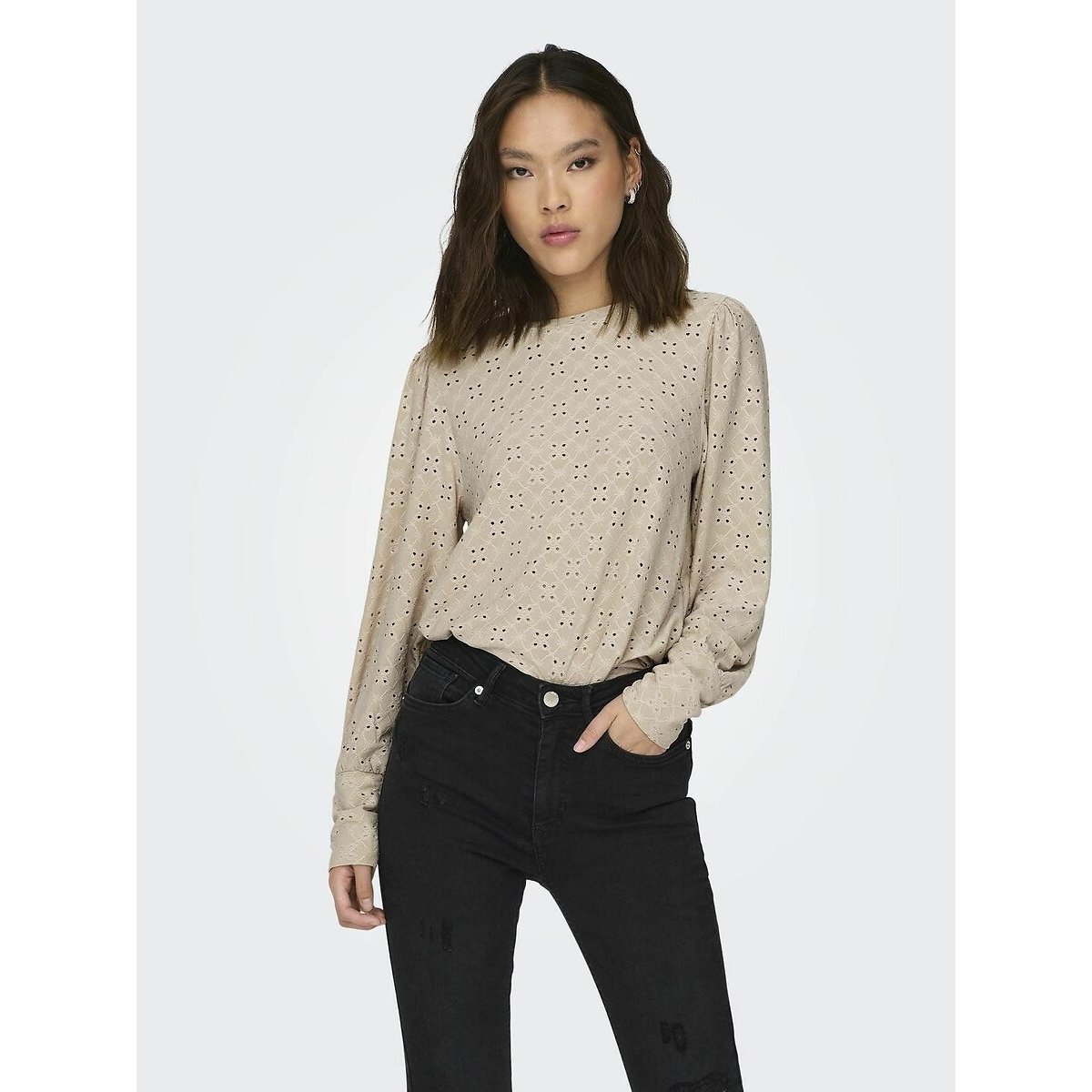 Jdy Long Sleeve Blouse Women's Beige Extra Large