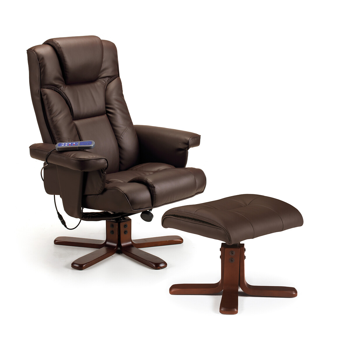 So'home Oslo Faux Leather Heated Massage Reclining Chair & Stool Unisex Brown