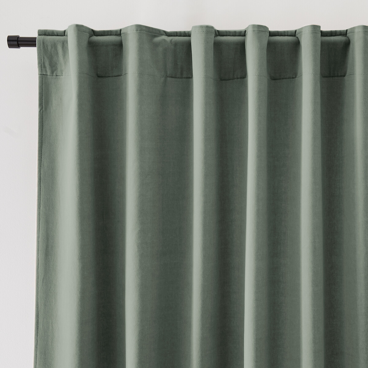 La Redoute Interieurs Velvet Hidden Tab Curtain Unisex Grey-Green Size D260 X W135cm