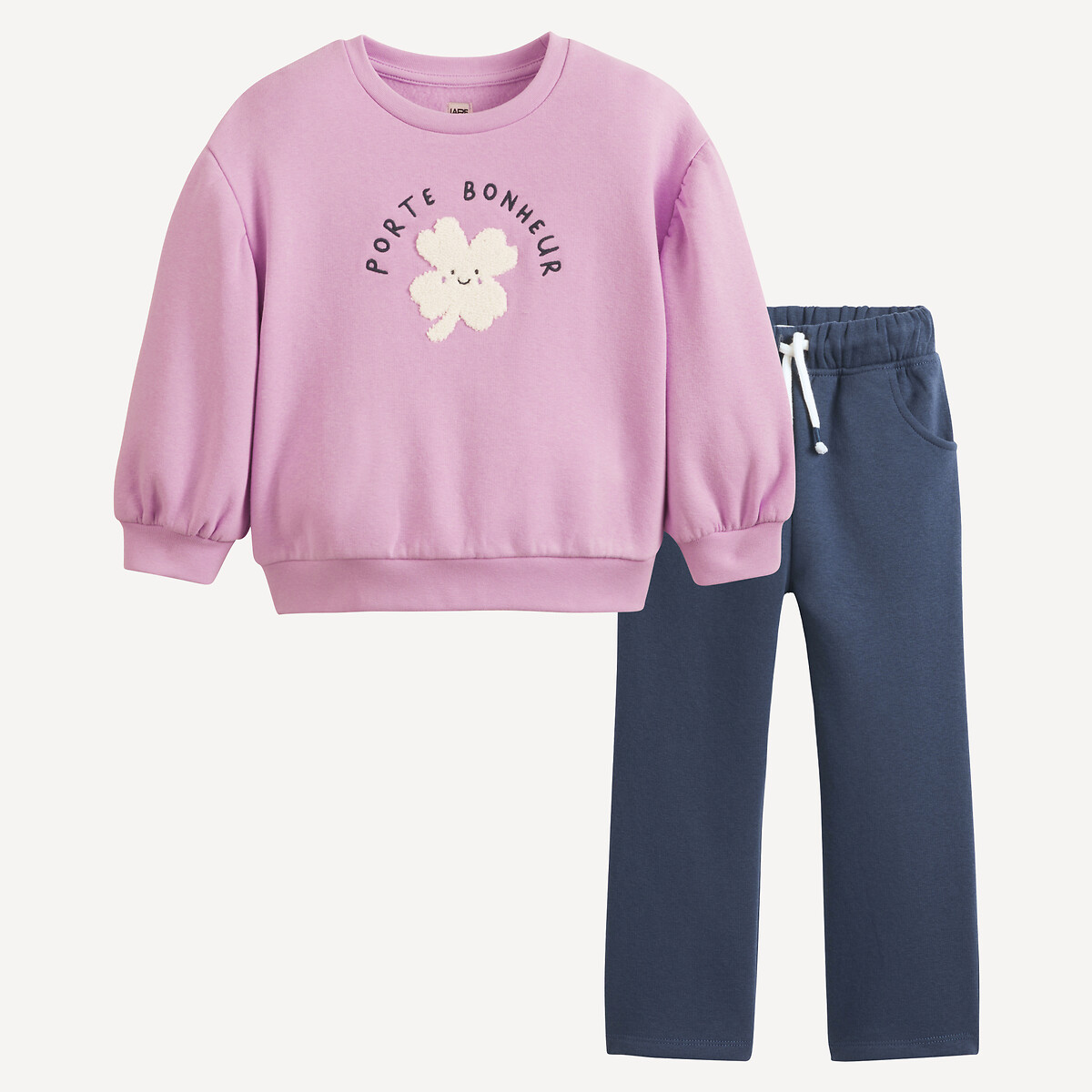 La Redoute Collections Sweatshirt/Joggers Outfit Navy Blue+Purple 2Y (86Cm)