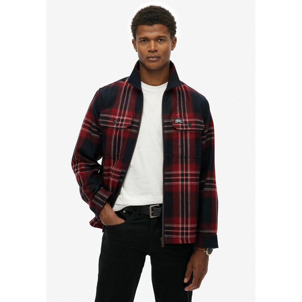 Superdry Men's Navy Blue Miller Zip-Up Shacket Xxl