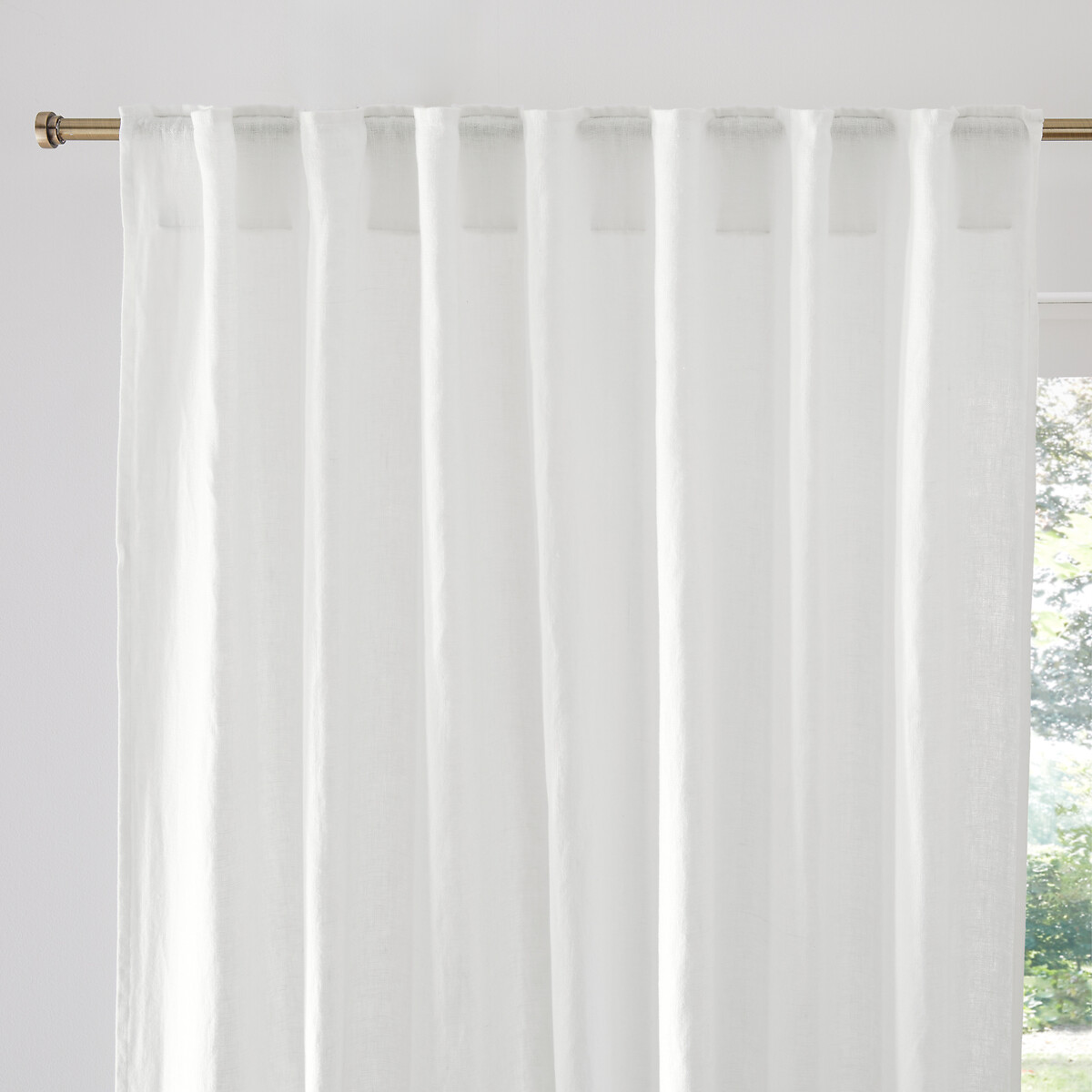 La Redoute Interieurs Elba Hidden Tab Linen Curtain Unisex White Size D250 X W140cm
