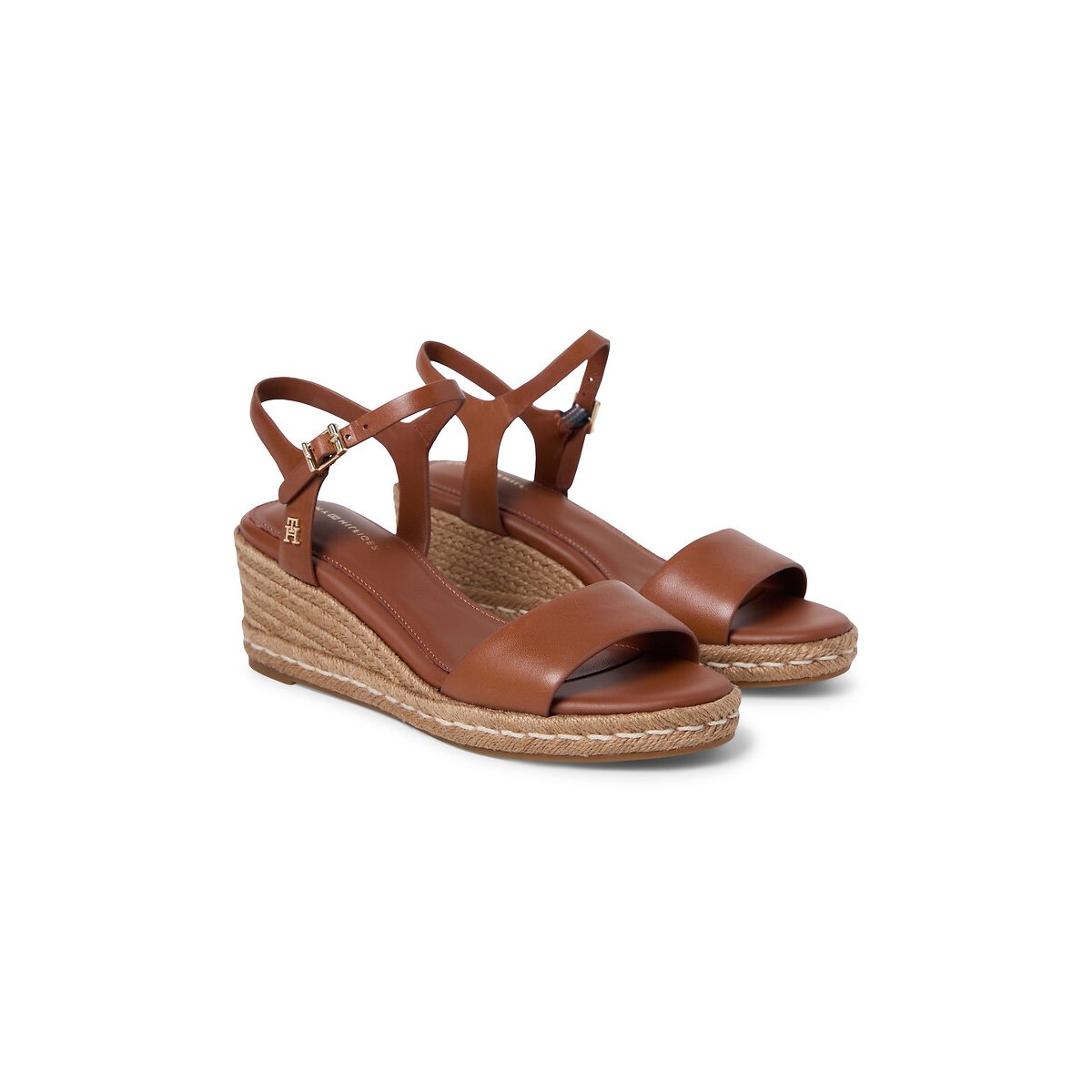Tommy Hilfiger Leather Wedge Sandals Women's Cognac Size 39