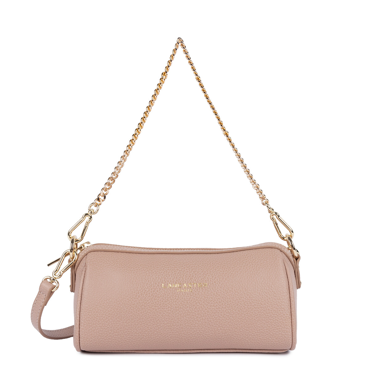 Lancaster Milano Ana Leather Zip-Up Shoulder Bag Women's Nude