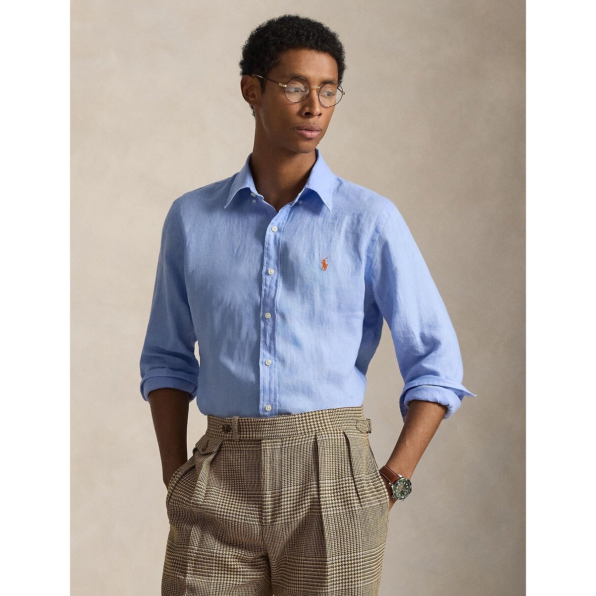 Polo Ralph Lauren Linen Custom Fit Shirt Men's Blue Extra Large