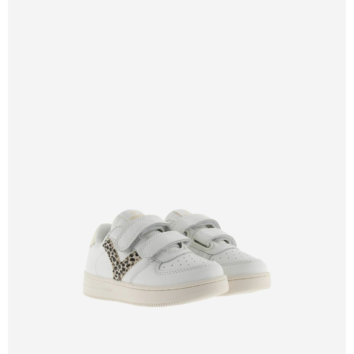 Victoria White/Leopard Kids Tiempo Trainers With Touch 'N' Close Fastening Size 27