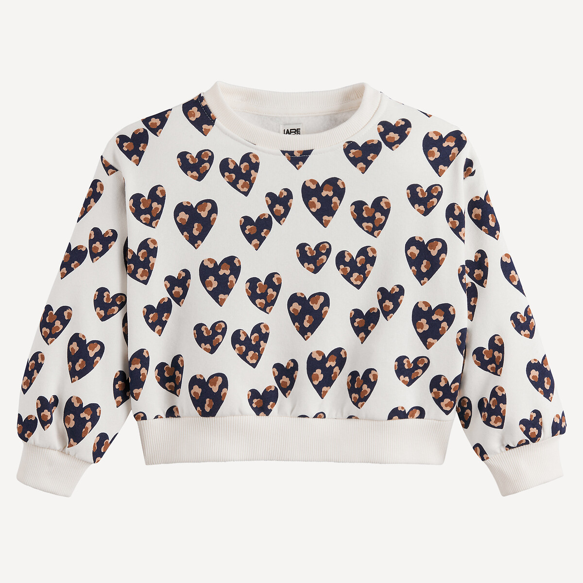 Sweat col rond en molleton, imprimé coeurs