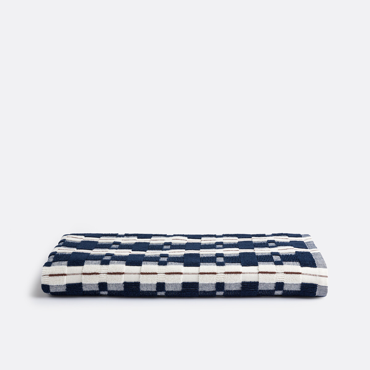 La Redoute Interieurs Meiri Maxi Bath Towel In Jacquard Towelling Unisex Blue + Ecru Medium