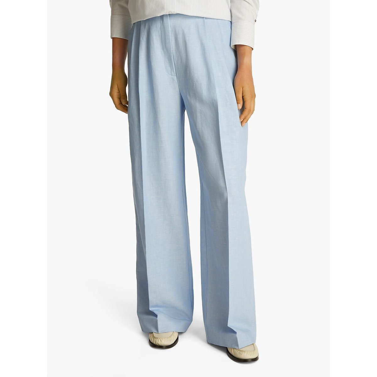 Tommy Hilfiger Pantalón recto de lino mezcla. Talla 38. Color Azul