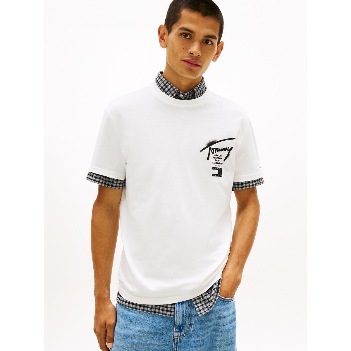 Tommy Jeans Signature Short Sleeve T-Shirt Men's Ecru Small