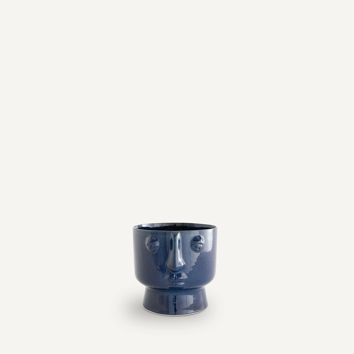 Am.pm Lesego 24Cm High Enamelled Ceramic Face Flower Pot Unisex Blue