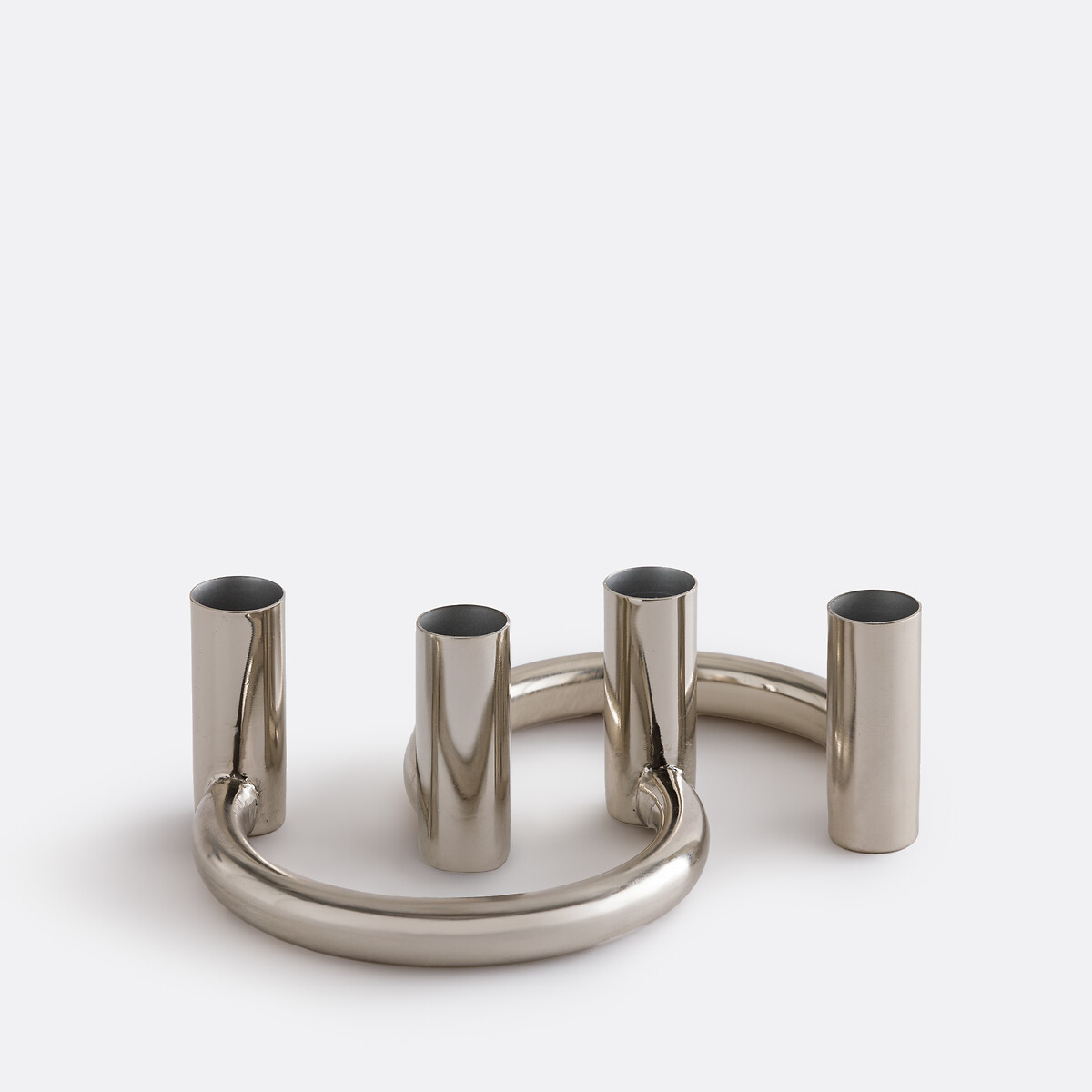 LA REDOUTE INTERIEURS Set van 2 verchroomde ijzeren kandelaars, hoogte 6,5 cm, ORN&Eacute;O