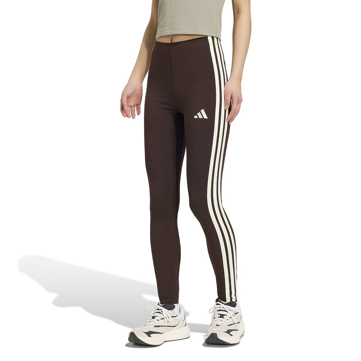 Adidas Sportswear Essentials 3-Stripes Leggings Women's Brown Small