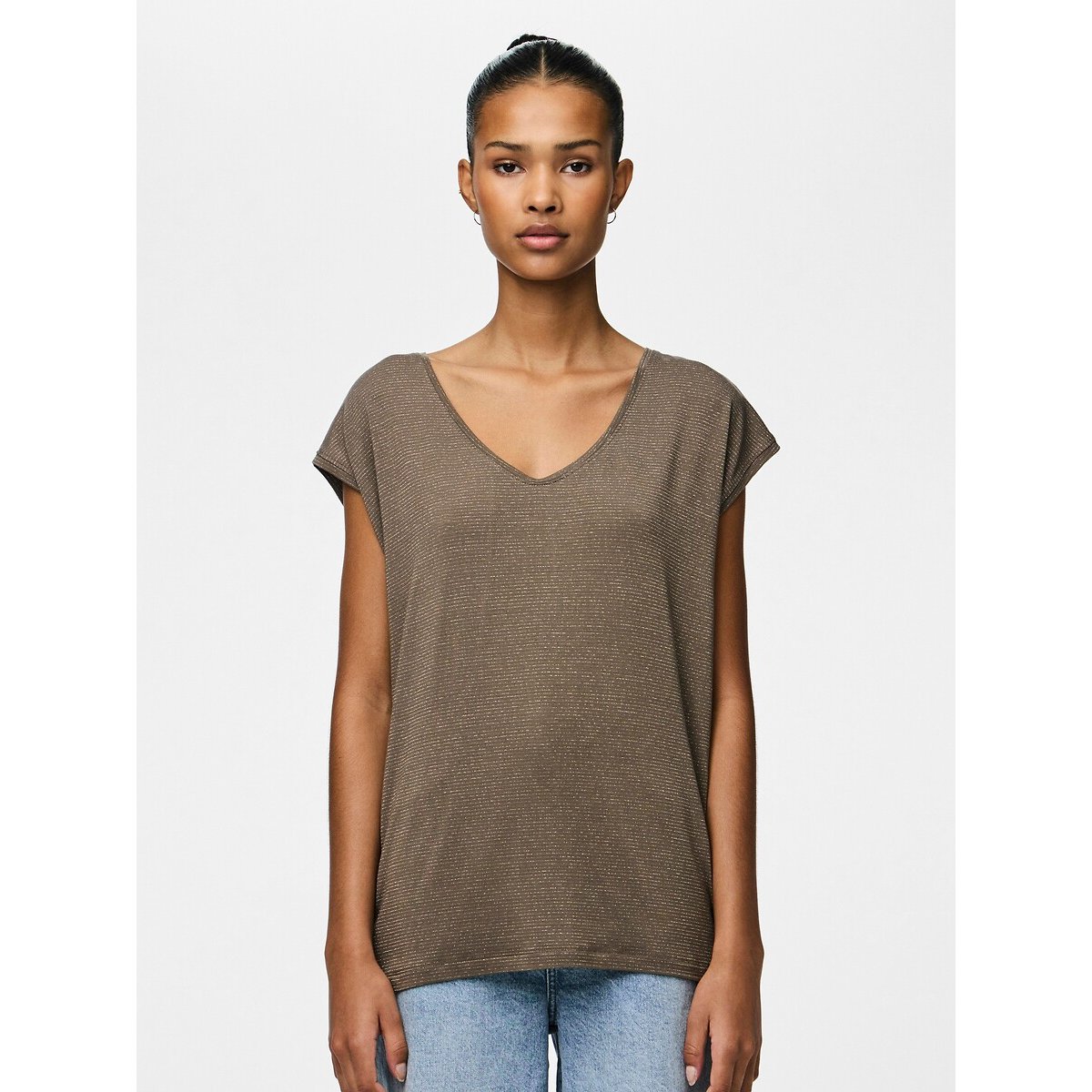 Pieces T-shirt Met Glanzend Effect