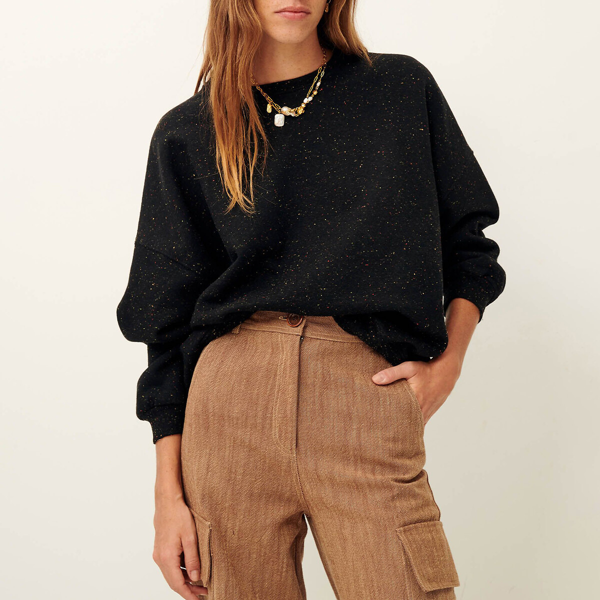 Sessun Chebbi Loose Fit Sweatshirt With Crew Neck Women's Black Medium