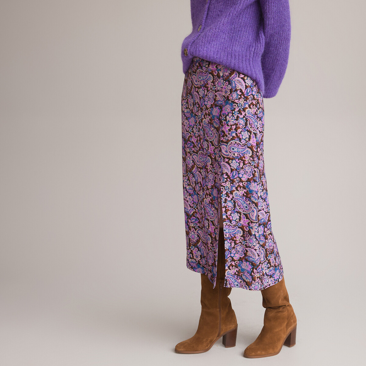 LA REDOUTE COLLECTIONS Halflange rok met kasjmierprint