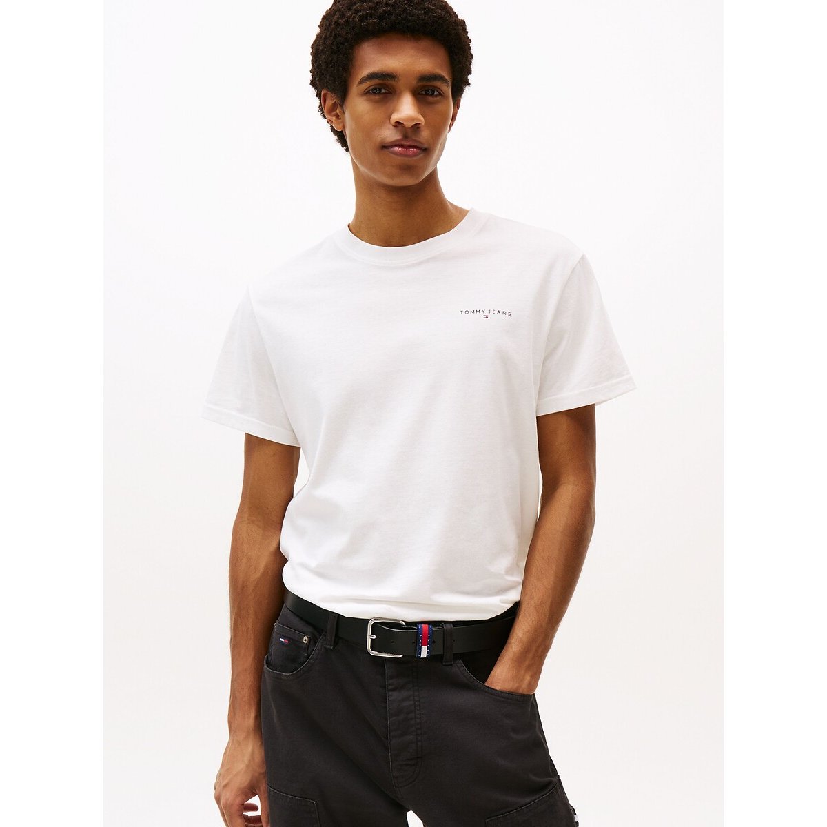 Tommy Jeans Linear Short Sleeve Slim Fit T-Shirt Men's Ecru Extra Large