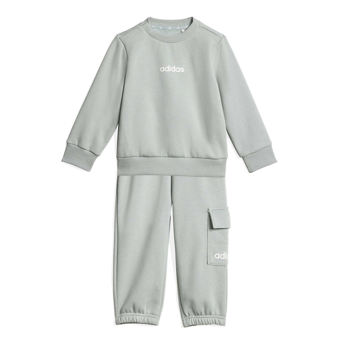 Adidas Sportswear Essentials Linear Fleece Outfit Grey-Green 9/12M Size (71 To 74Cm)