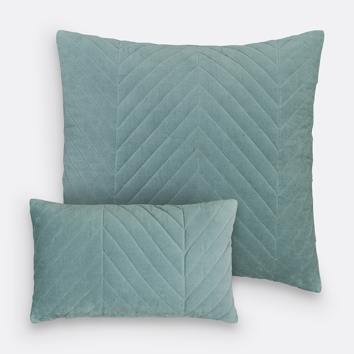 La Redoute Interieurs Milano Velvet Quilted Cushion Cover Unisex Pale Green 65X65cm