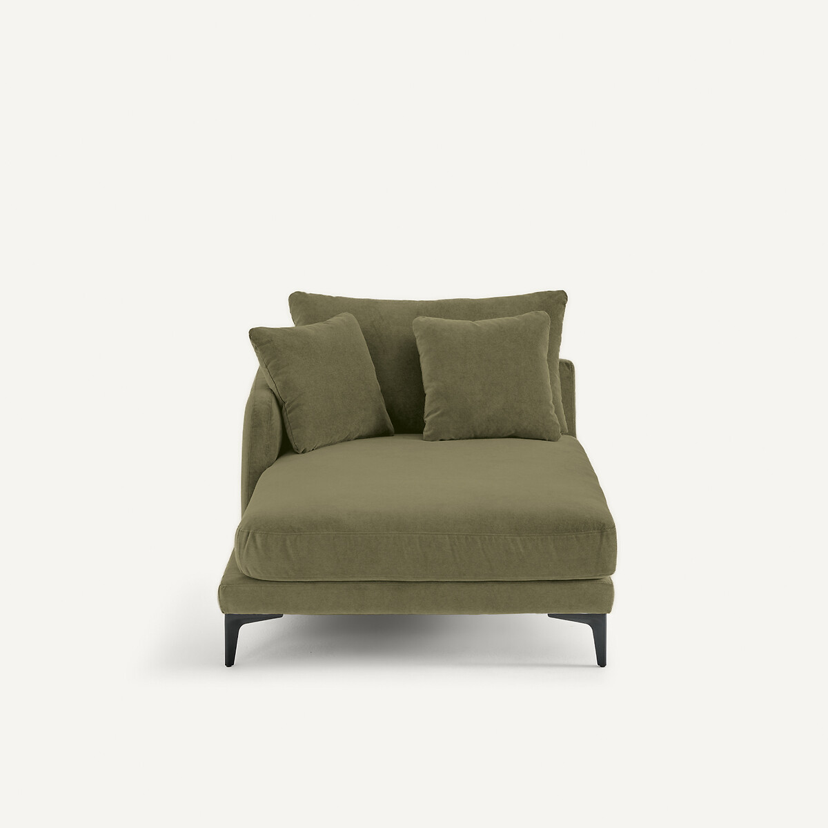 EMMANUEL GALLINA X AM.PM Longchair in stone-kleurig fluweel, MODERNISTE, ontwerp van Emmanuel Gallina