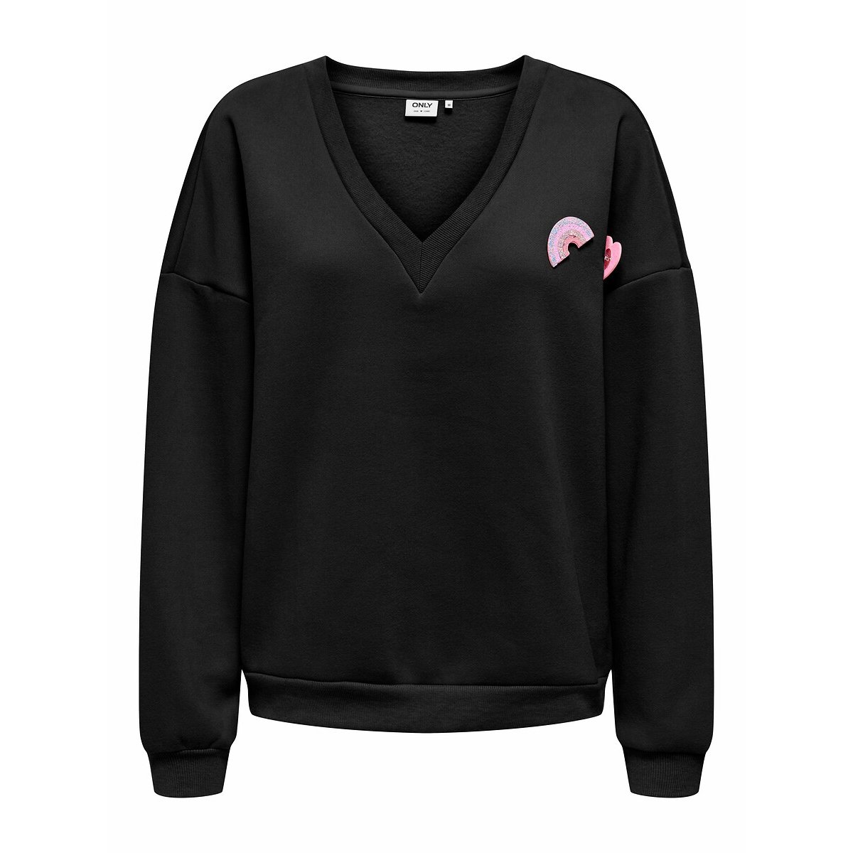 Sweat col V avec badge coloré