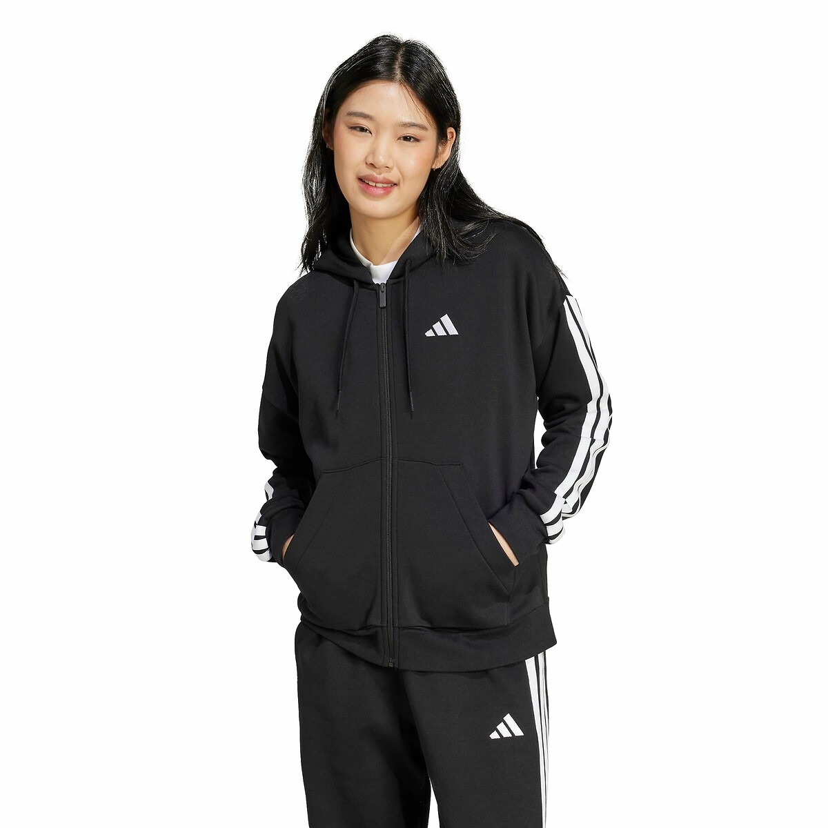 Adidas Sportswear Essentials Linear Zip-Up Hoodie Women's Black Medium