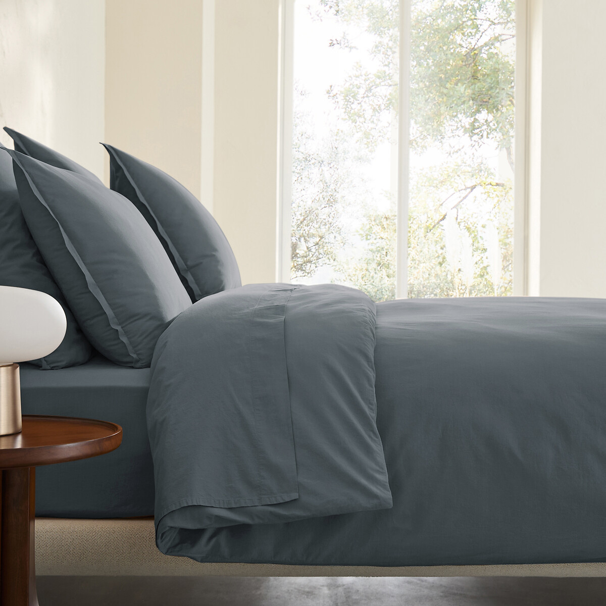 Am.pm Sabbal Washed Cotton Percale Duvet Cover Unisex Slate Superking (260X240cm)