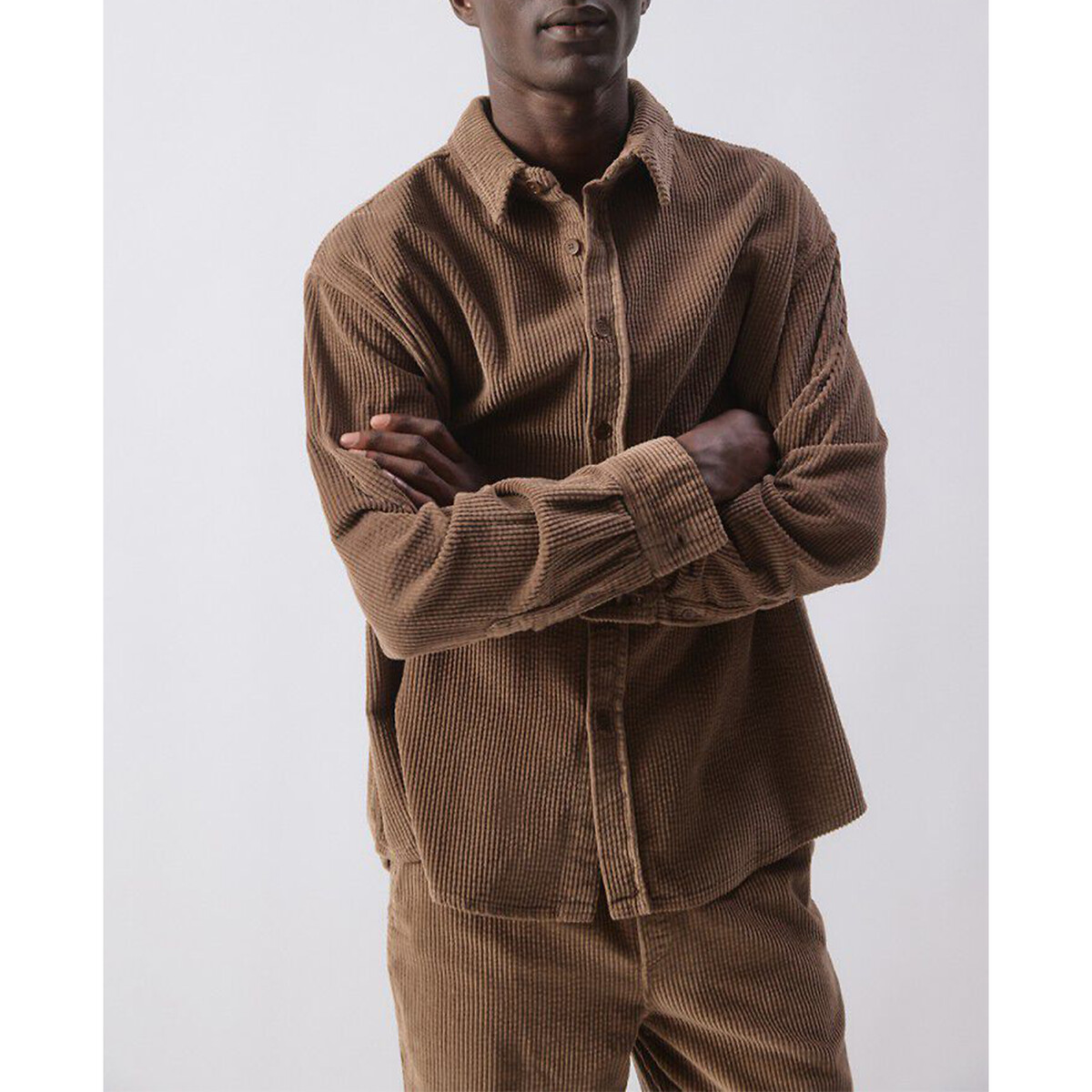American Vintage Padow Corduroy Loose Fit Shirt Men's Bison Small
