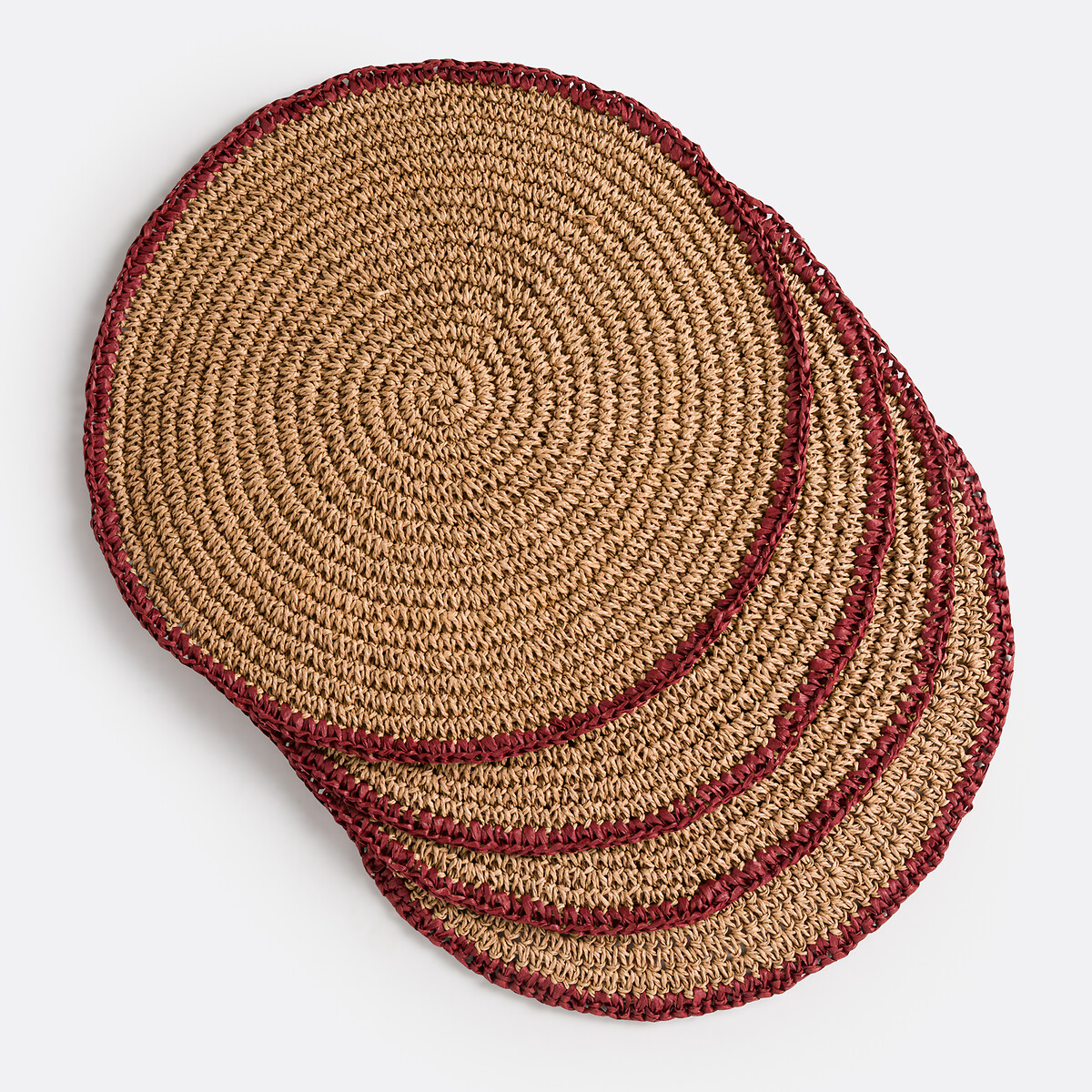 La Redoute Interieurs Set Of 4 Solia Woven Paper Placemats Unisex Natural / Terracotta