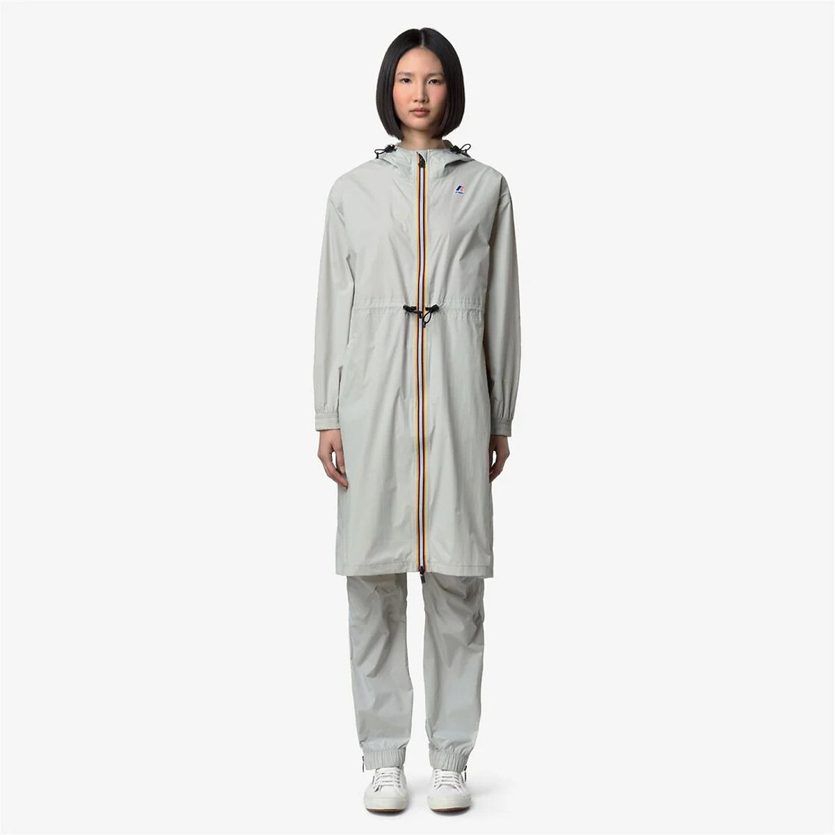 K-Way Le Vrai 4.0 Delia Long Hooded Windbreaker Women's Light Beige Medium