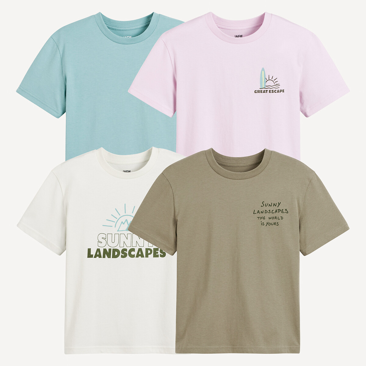 Click to view product details and reviews for Pack Of 4 T Shirts With Slogan Print And Crew Neck.