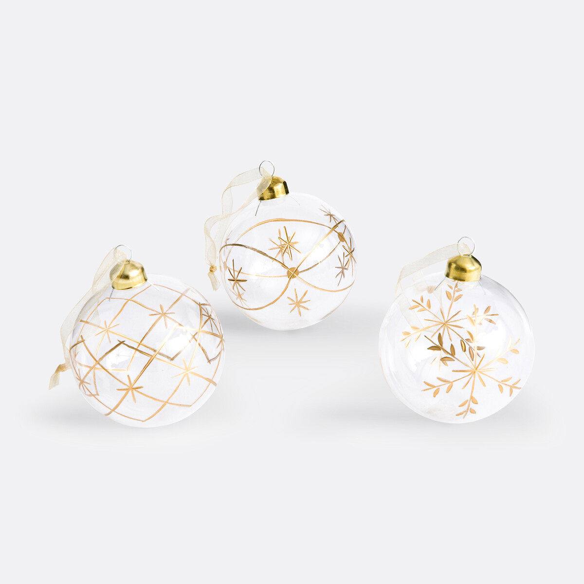 La Redoute Interieurs Set Of 12 Caspar Glass Christmas Baubles Unisex Transparent
